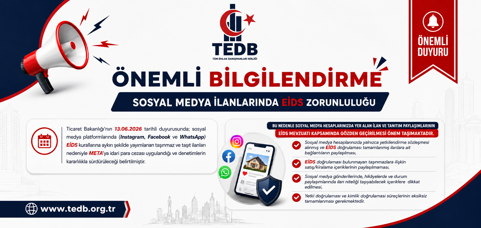 Sosyal Medya İlanlarında EİDS Zorunluluğu Duyurus